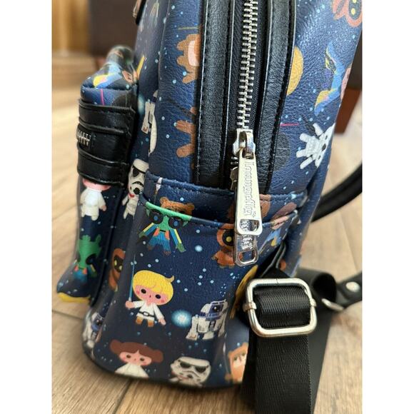Disney Parks Loungefly Star Wars Chibi Character Print Mini Backpack Purse EUC - Picture 13 of 16